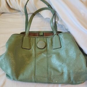 Green Leather Tote Bag